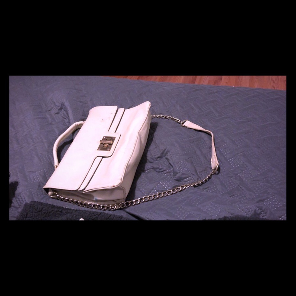 White leather bag